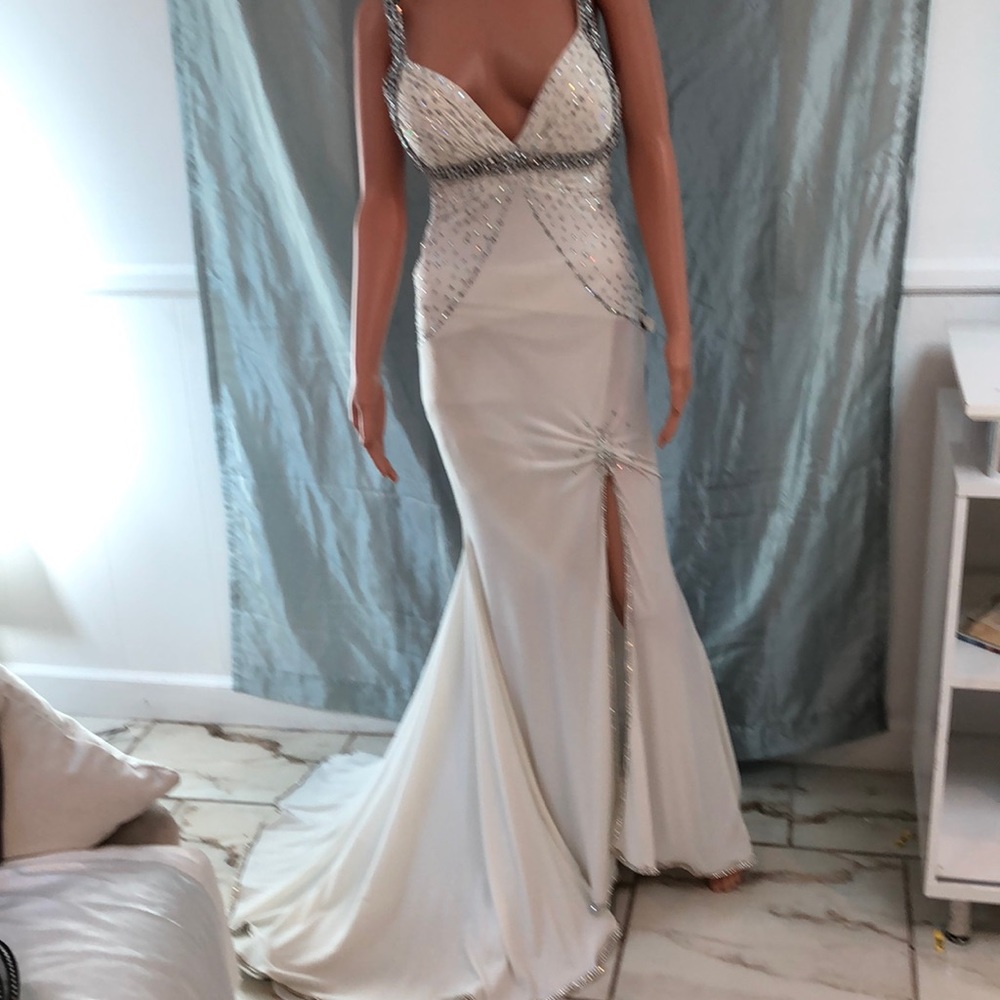 White Swarovski Evening gown